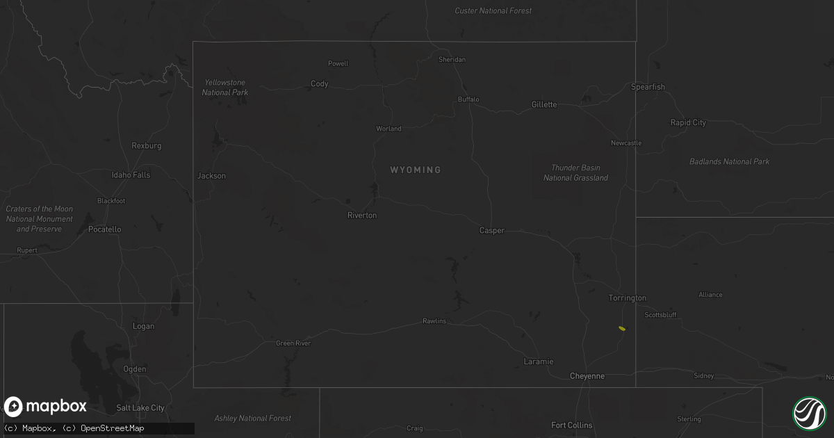 Hail map in Wyoming on June 8, 2023