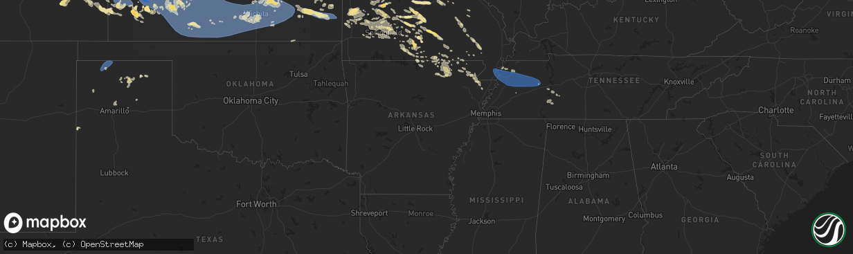 Hail map in Arkansas on June 8, 2024