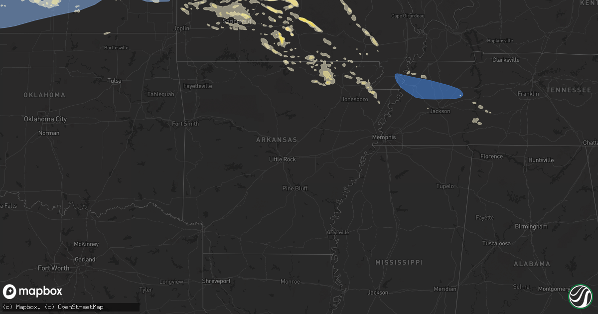 Hail map in Arkansas on June 8, 2024