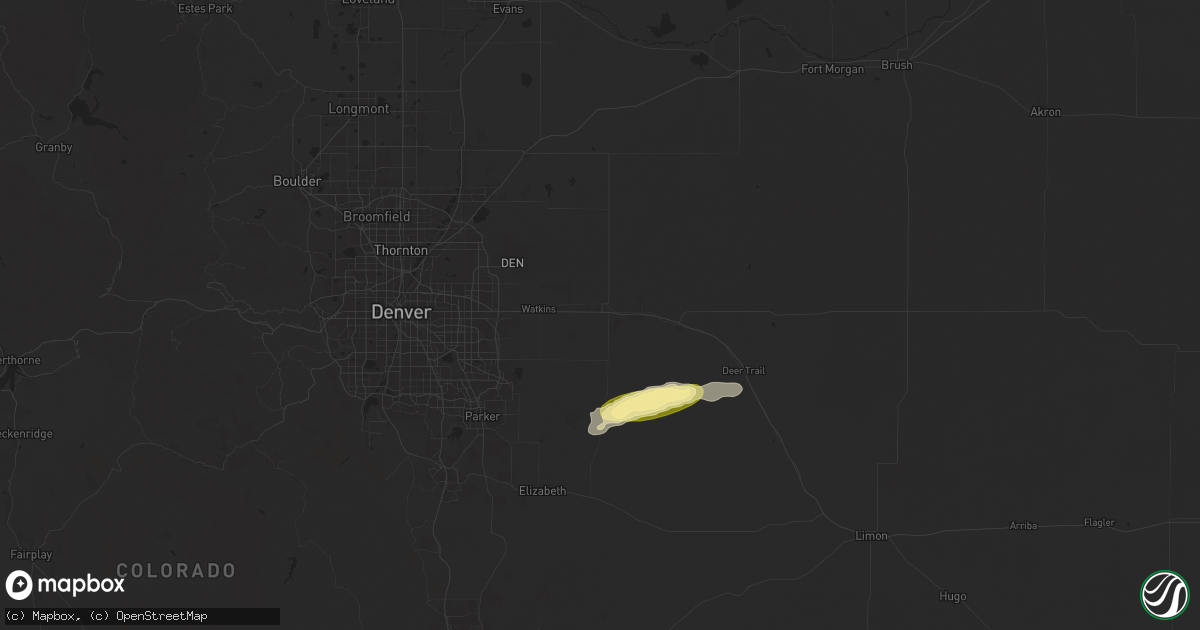 Hail map in Bennett, CO on June 8, 2024