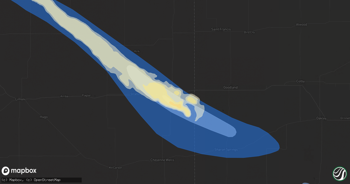 Hail map in Burlington, CO on June 8, 2024