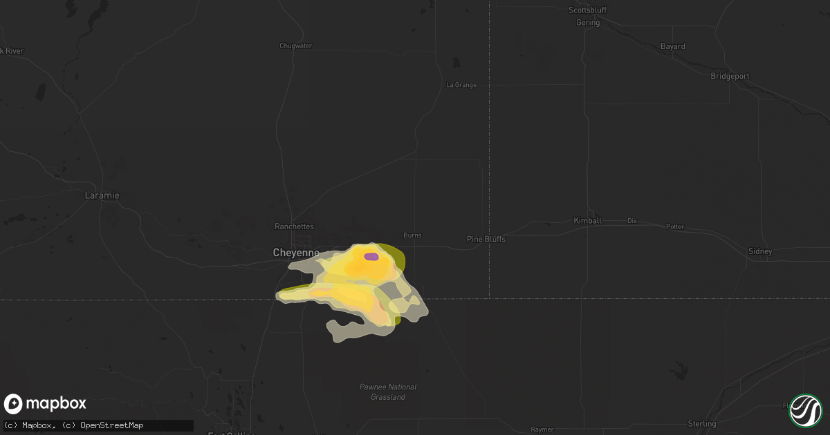 Hail map in Burns, WY on June 8, 2024