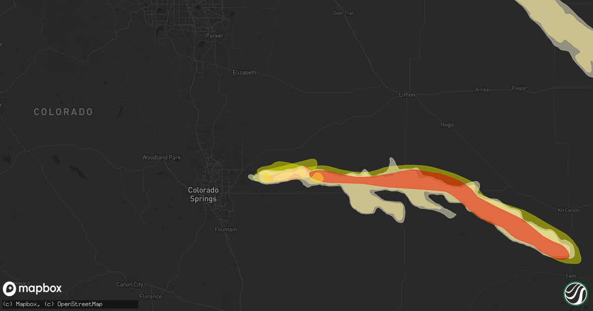 Hail map in Calhan, CO on June 8, 2024