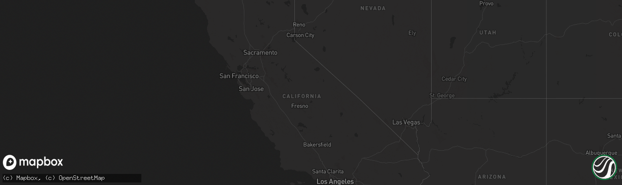 Hail map in California on June 8, 2024