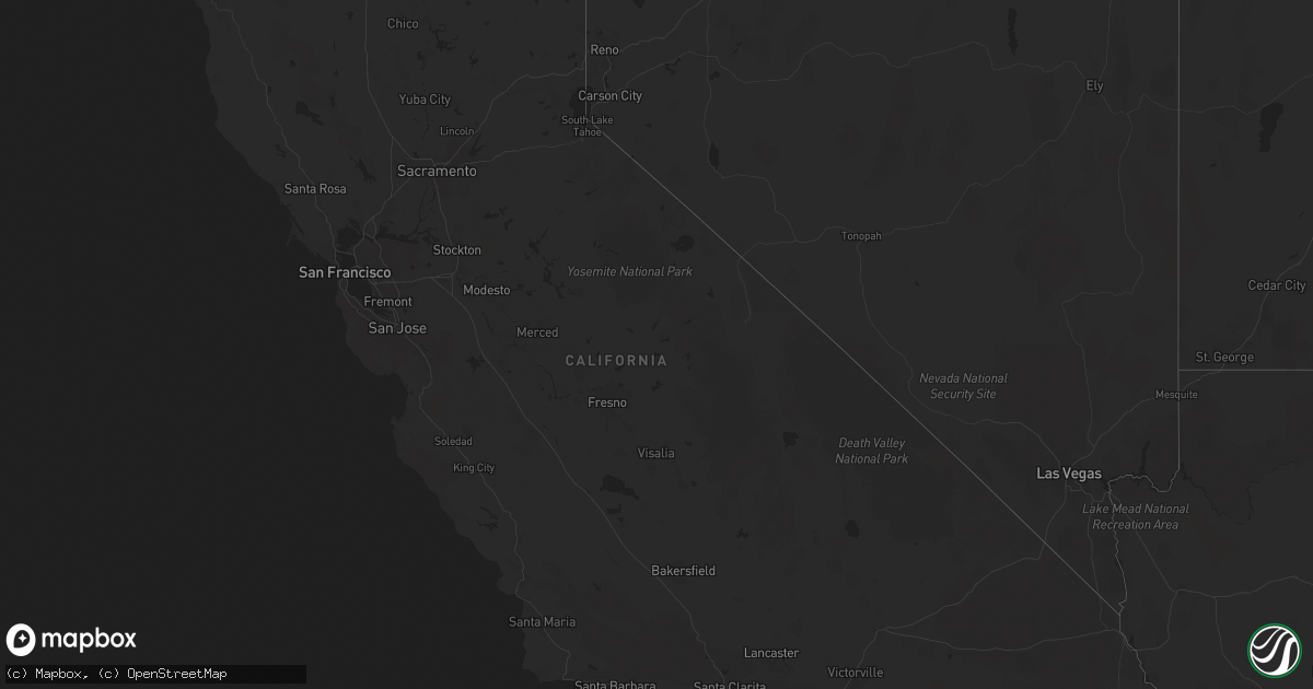 Hail map in California on June 8, 2024