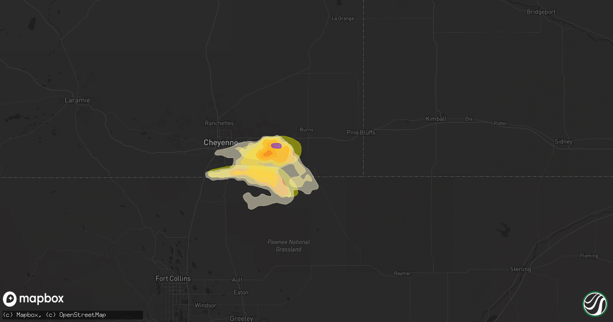 Hail map in Carpenter, WY on June 8, 2024