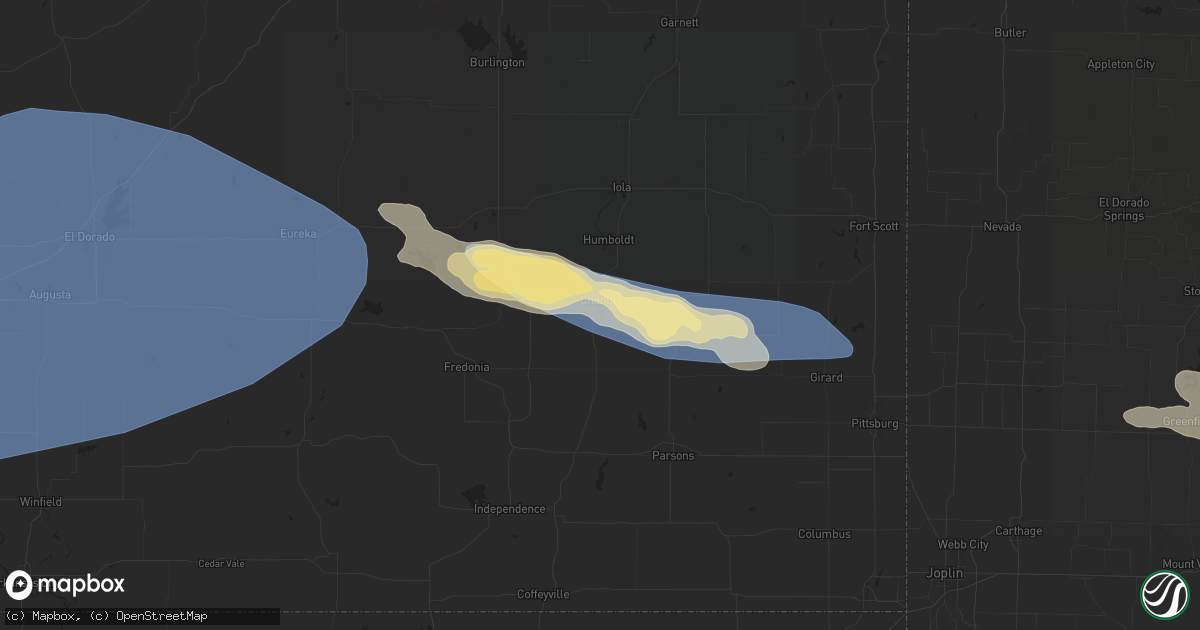 Hail map in Chanute, KS on June 8, 2024