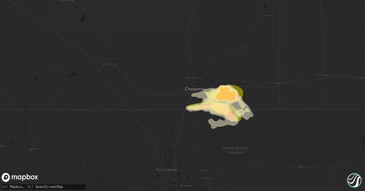 Hail map in Cheyenne, WY on June 8, 2024