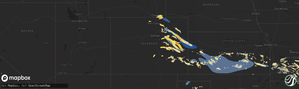 Hail map in Colorado on June 8, 2024