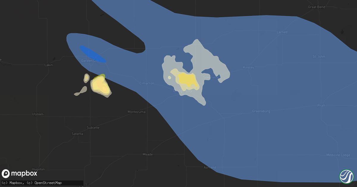 Hail map in Dodge City, KS on June 8, 2024