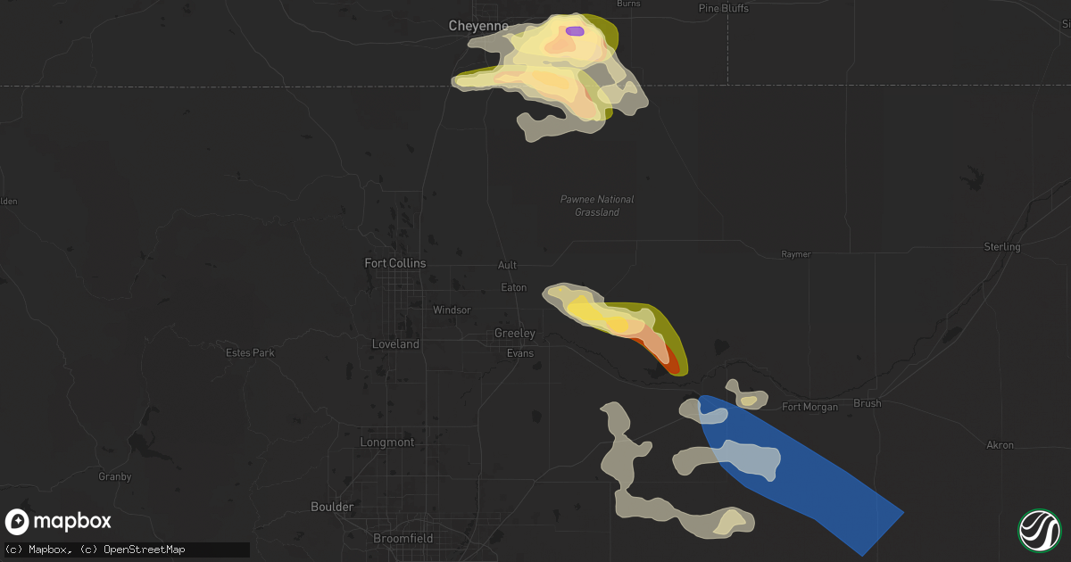 Hail map in Eaton, CO on June 8, 2024