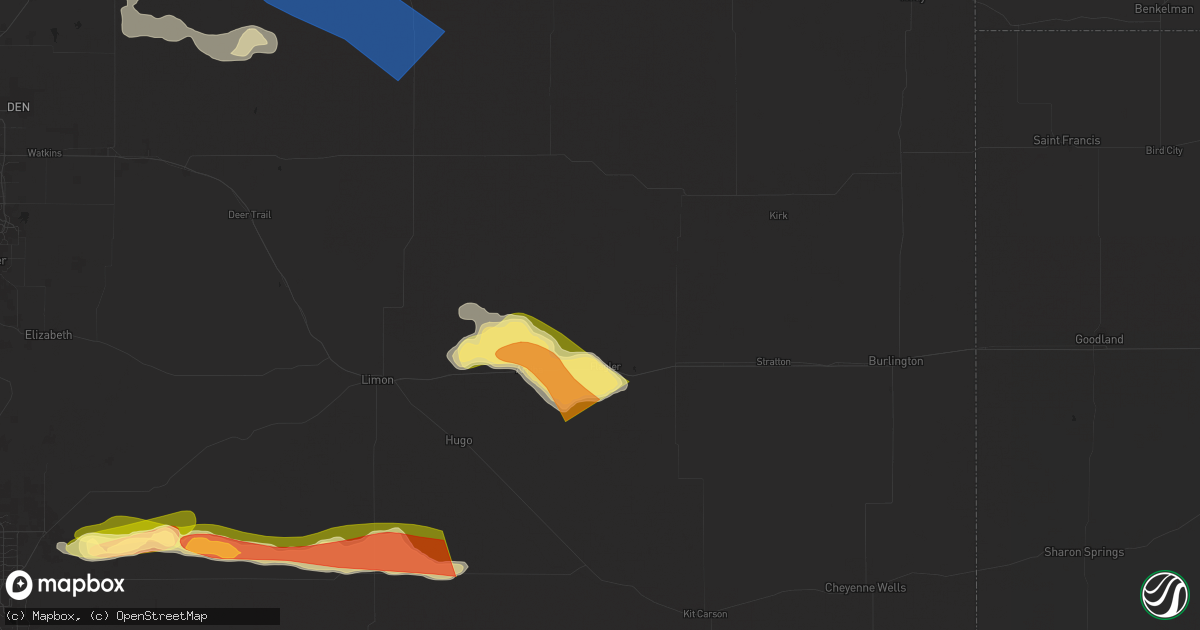 Hail map in Flagler, CO on June 8, 2024