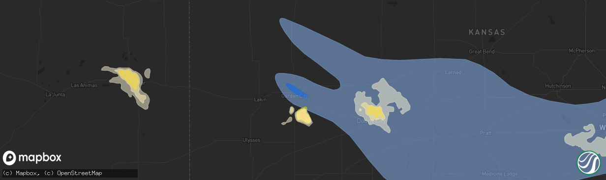 Hail map in Garden City, KS on June 8, 2024