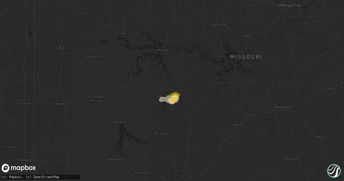 Hail map in Hermitage, MO on June 8, 2024
