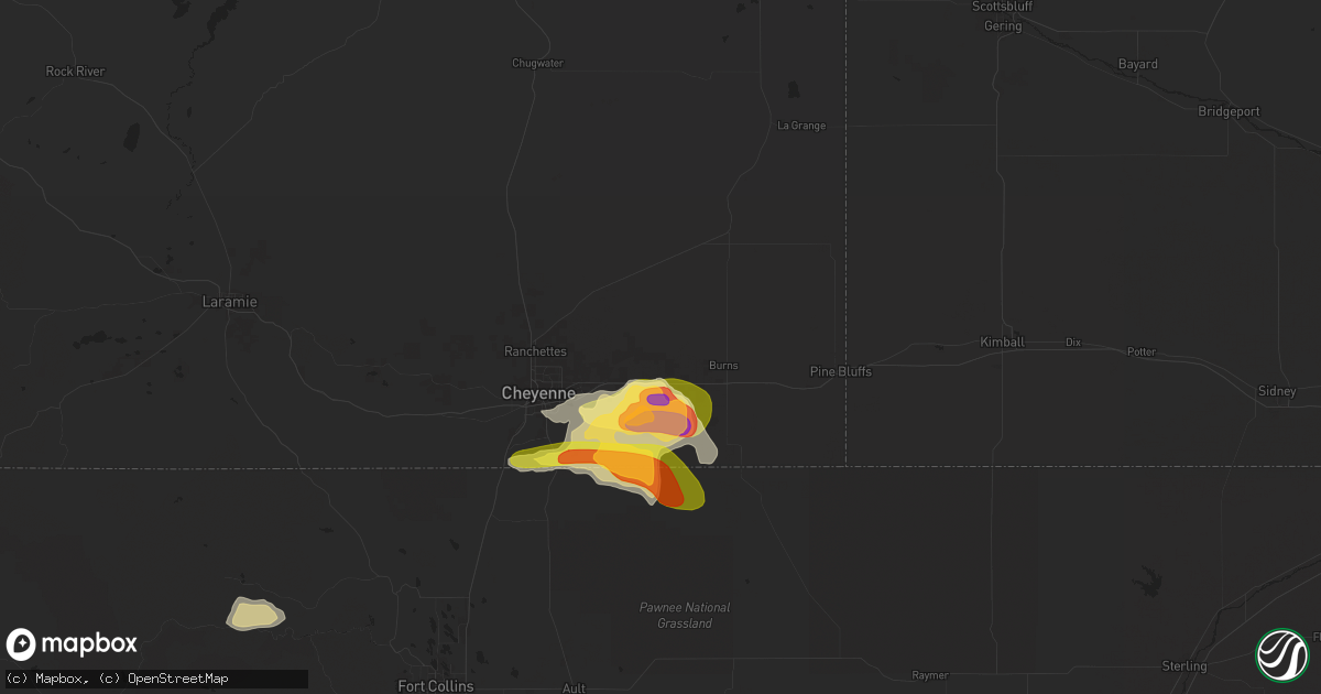 Hail map in Hillsdale, WY on June 8, 2024