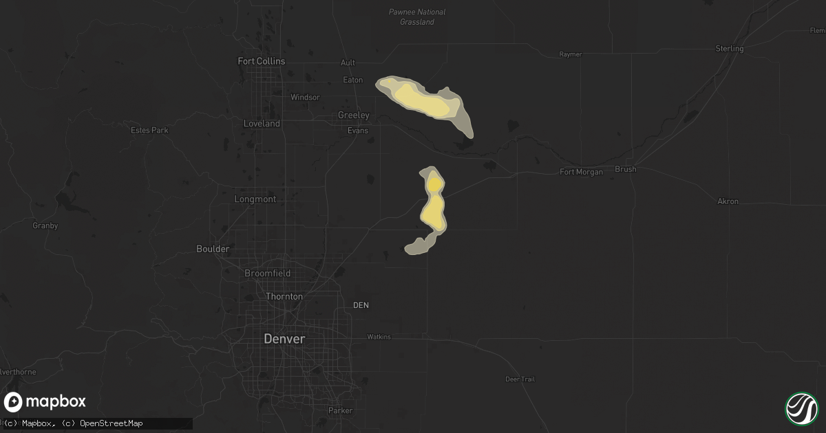 Hail map in Keenesburg, CO on June 8, 2024