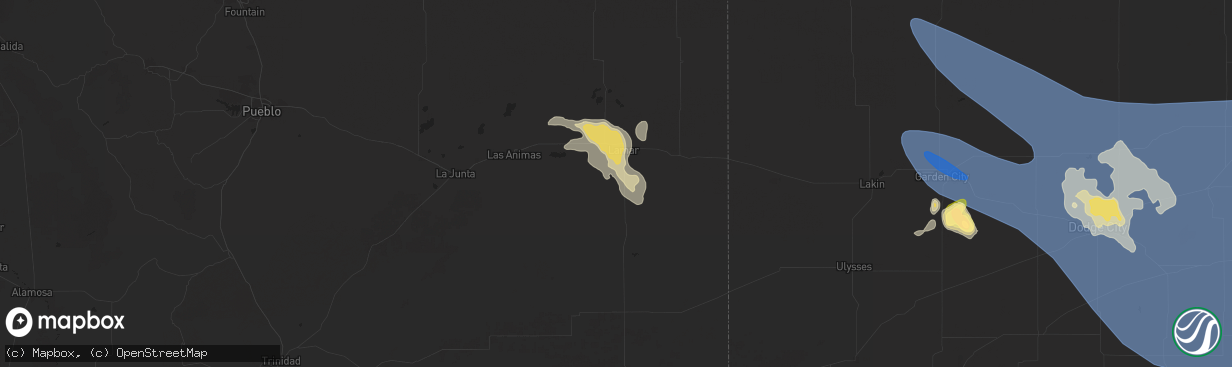 Hail map in Lamar, CO on June 8, 2024