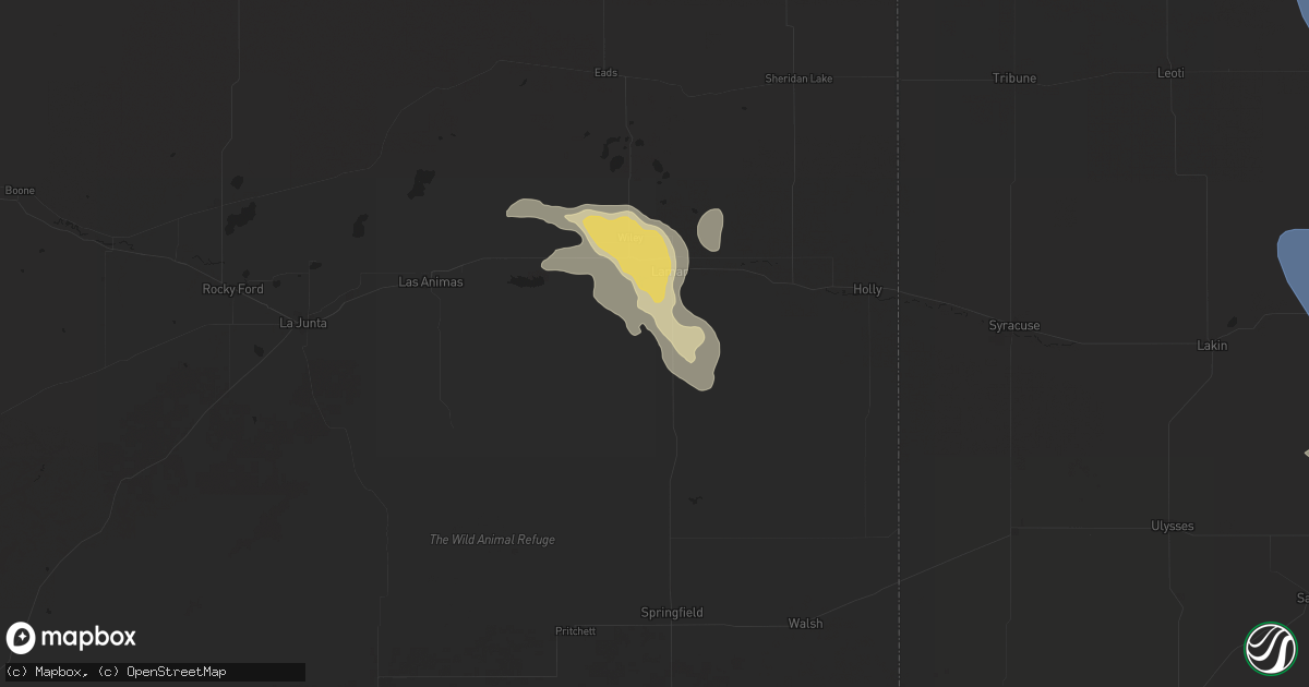 Hail map in Lamar, CO on June 8, 2024