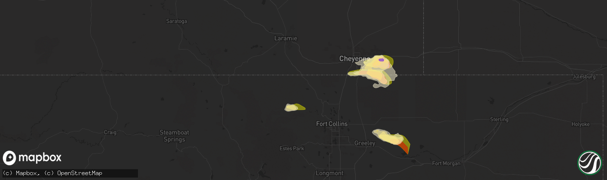 Hail map in Livermore, CO on June 8, 2024