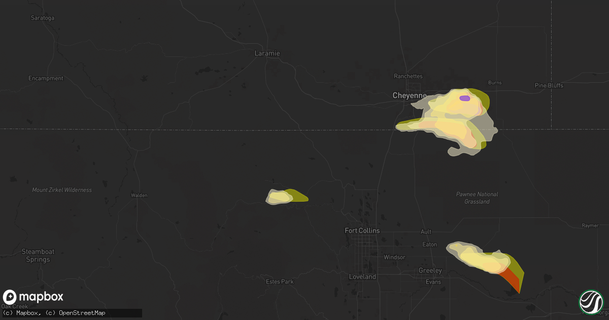 Hail map in Livermore, CO on June 8, 2024
