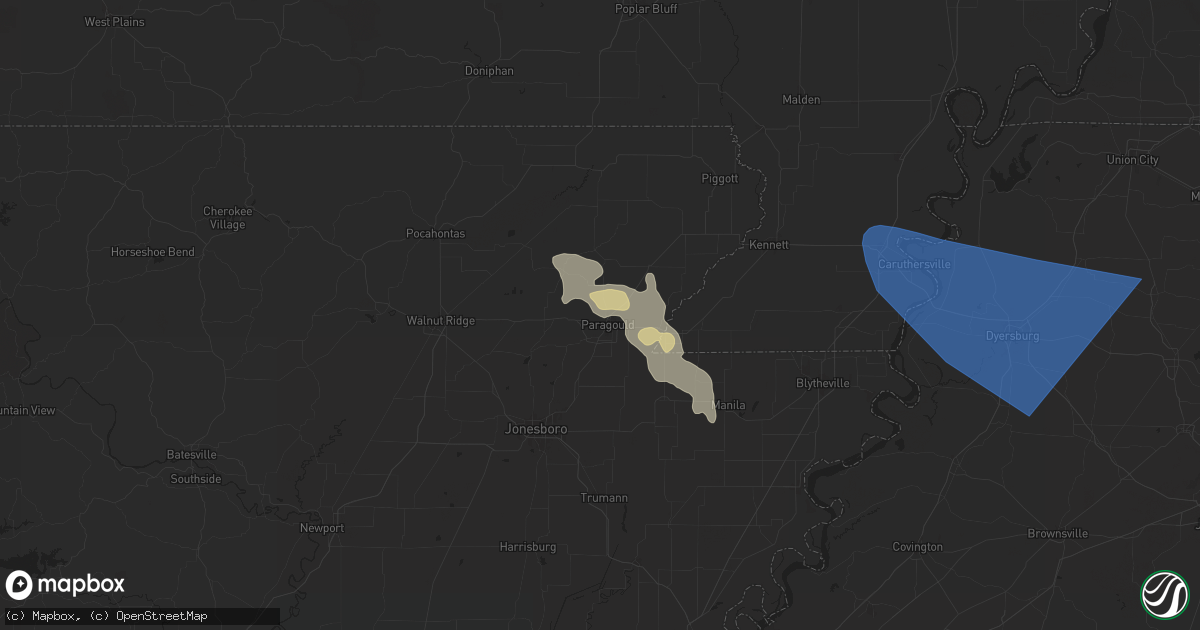 Hail map in Paragould, AR on June 8, 2024