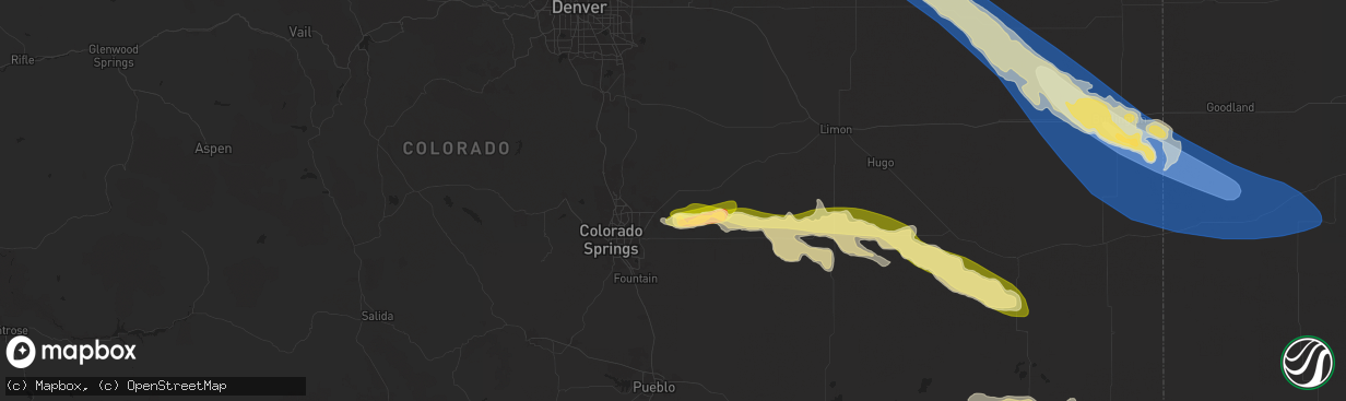 Hail map in Peyton, CO on June 8, 2024