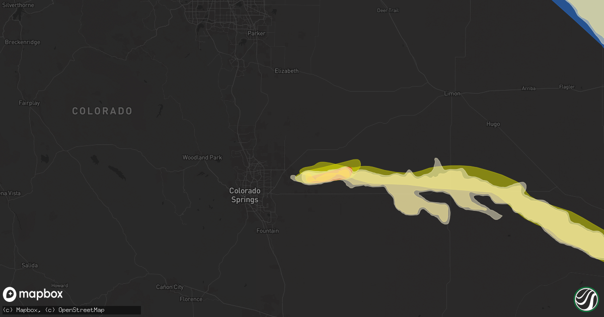 Hail map in Peyton, CO on June 8, 2024