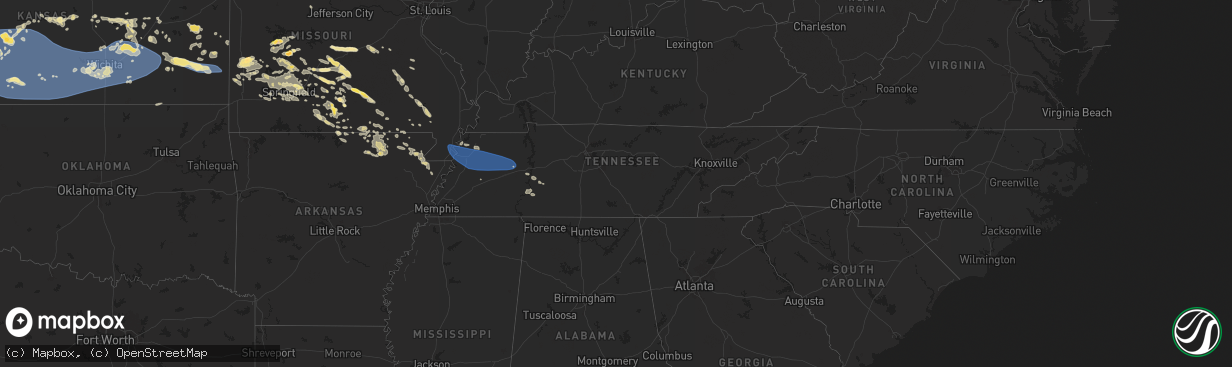 Hail map in Tennessee on June 8, 2024