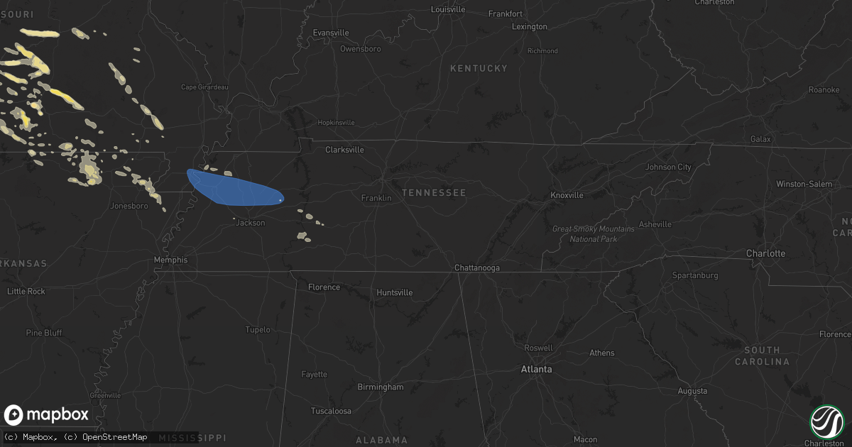 Hail map in Tennessee on June 8, 2024