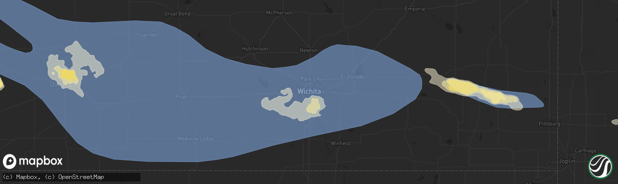 Hail map in Wichita, KS on June 8, 2024