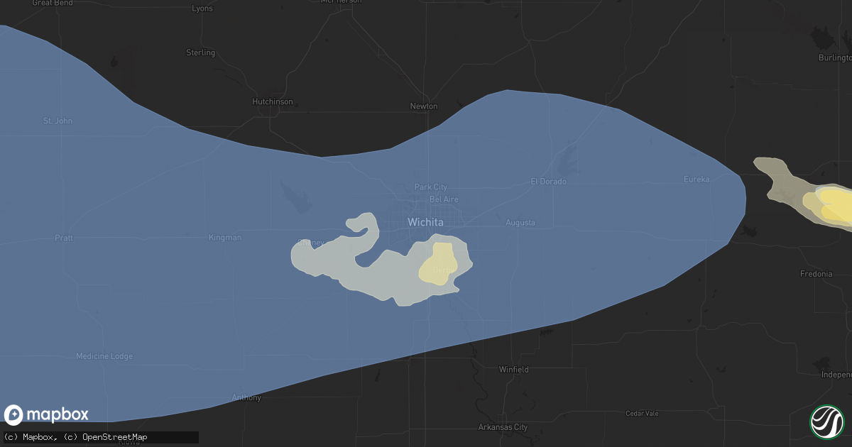 Hail map in Wichita, KS on June 8, 2024