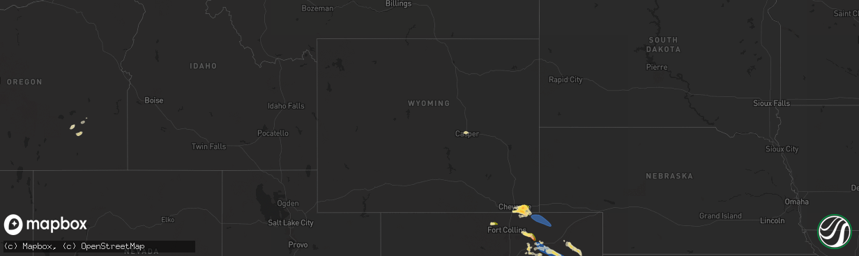Hail map in Wyoming on June 8, 2024