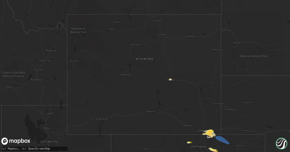 Hail map in Wyoming on June 8, 2024