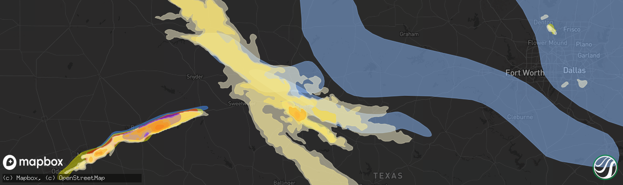 Hail map in Abilene, TX on June 8, 2025