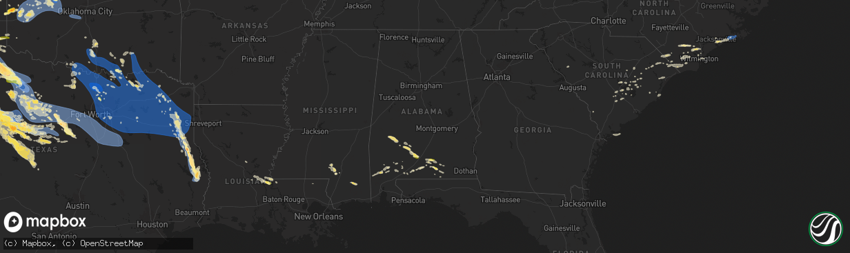 Hail map in Alabama on June 8, 2025