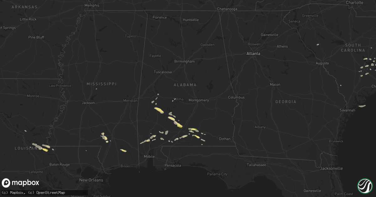 Hail map in Alabama on June 8, 2025