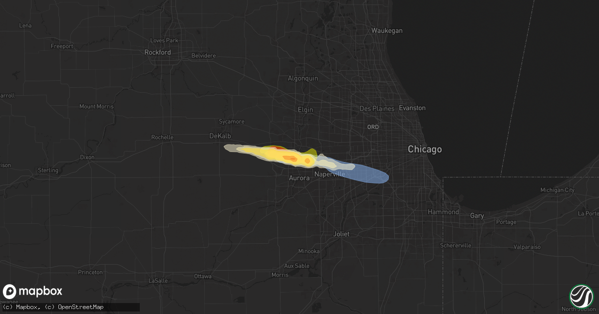 Hail map in Batavia, IL on June 8, 2025