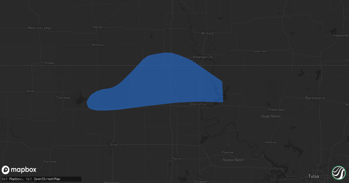 Hail map in Blackwell, OK on June 8, 2025