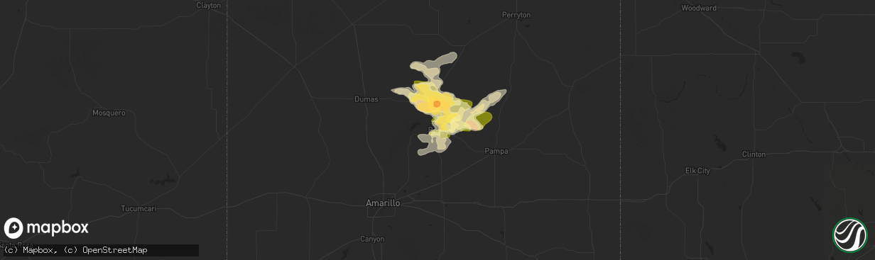 Hail map in Borger, TX on June 8, 2025