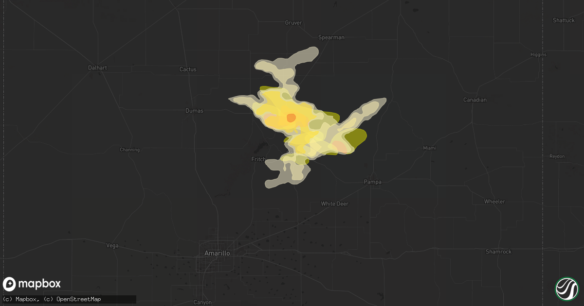 Hail map in Borger, TX on June 8, 2025