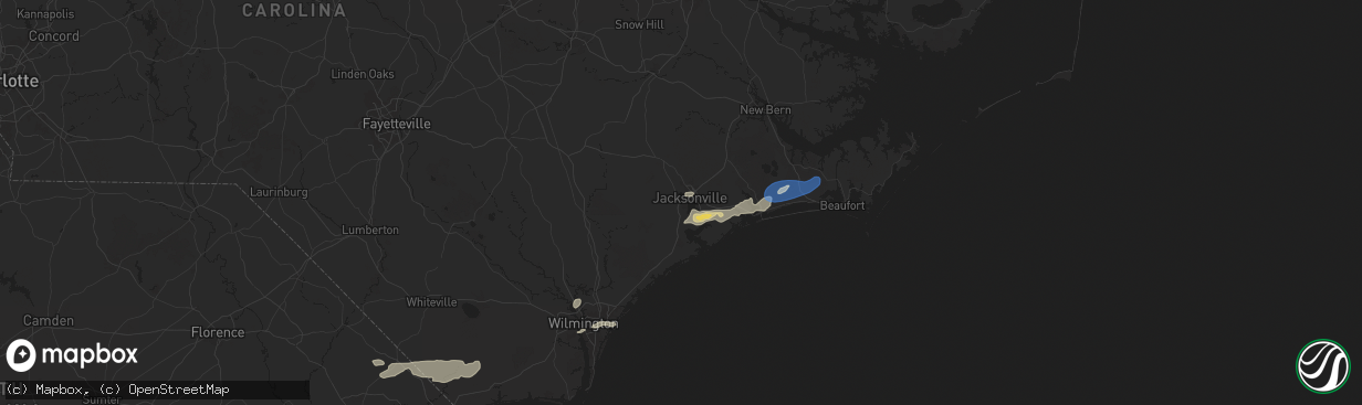 Hail map in Camp Lejeune, NC on June 8, 2025