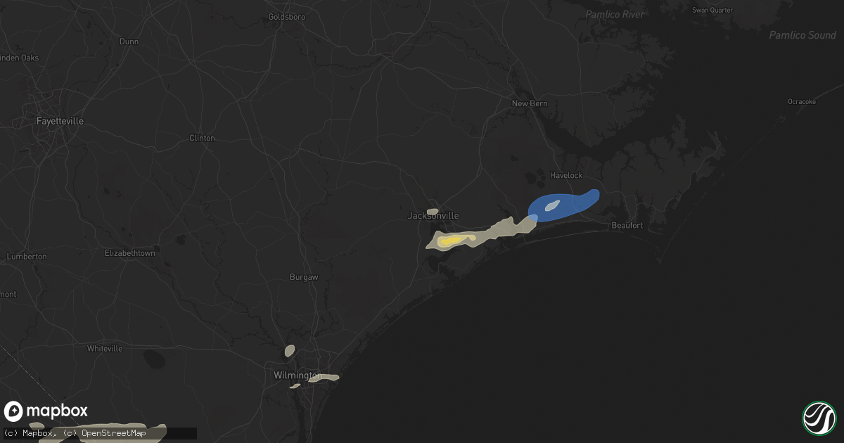 Hail map in Camp Lejeune, NC on June 8, 2025