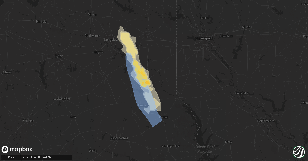 Hail map in Carthage, TX on June 8, 2025
