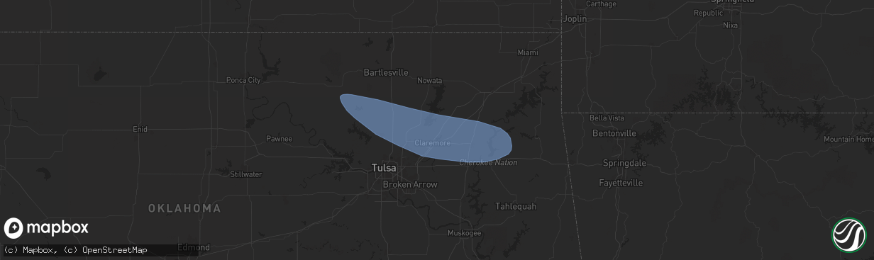 Hail map in Claremore, OK on June 8, 2025
