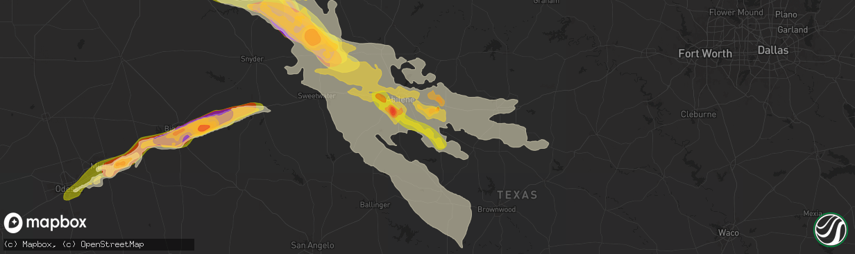 Hail map in Clyde, TX on June 8, 2025