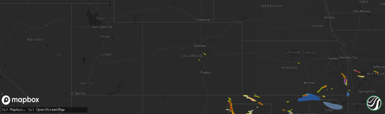 Hail map in Colorado on June 8, 2025