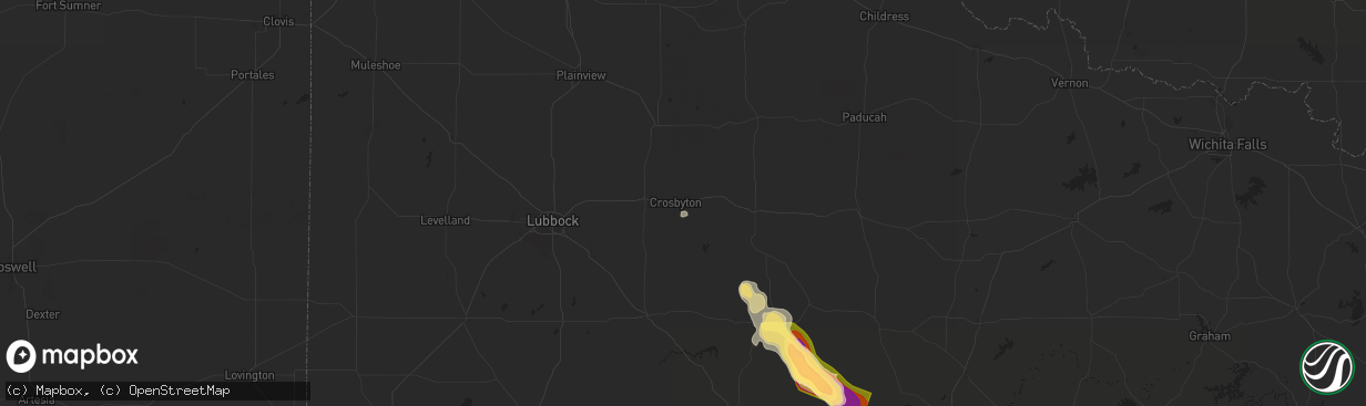 Hail map in Crosbyton, TX on June 8, 2025