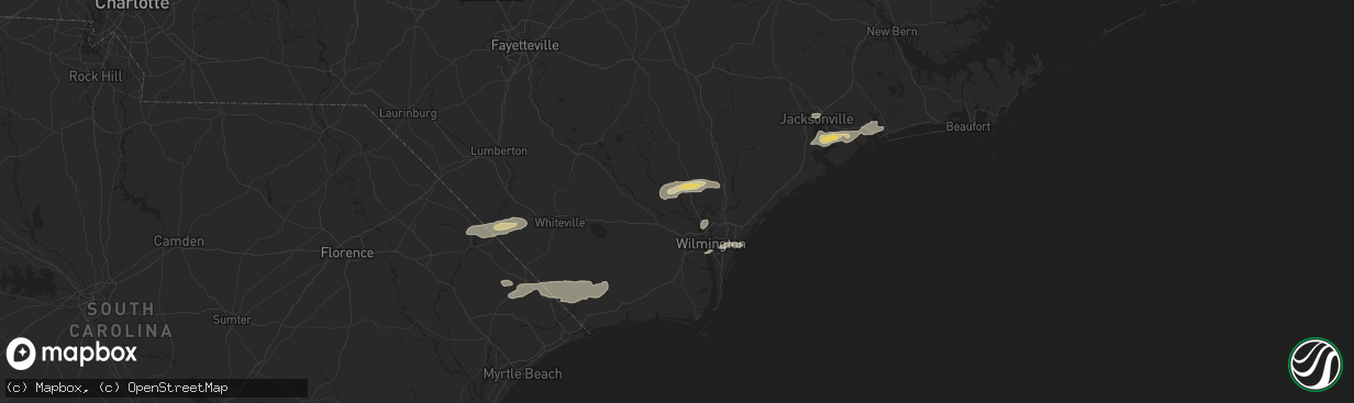 Hail map in Currie, NC on June 8, 2025