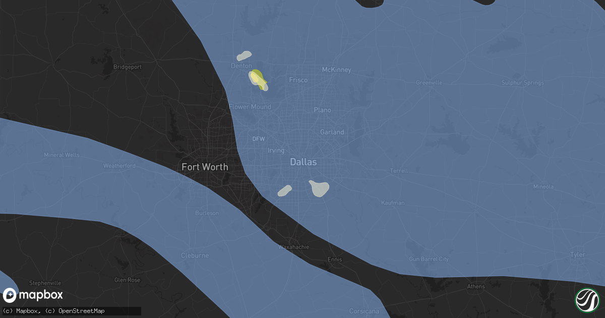 Hail map in Dallas, TX on June 8, 2025