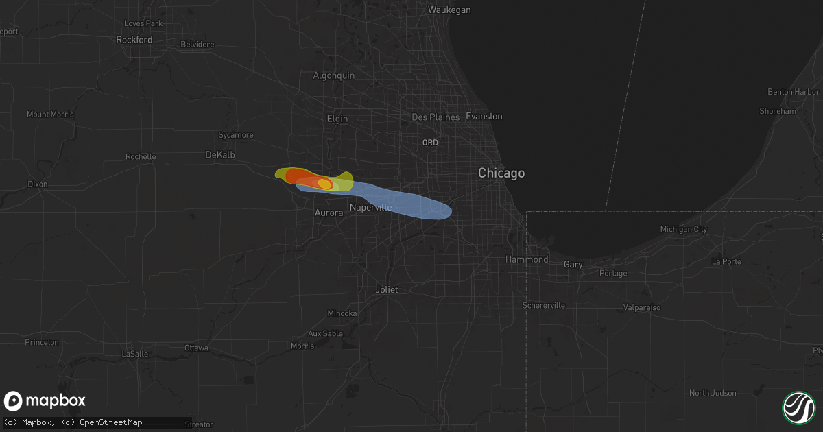 Hail map in Darien, IL on June 8, 2025